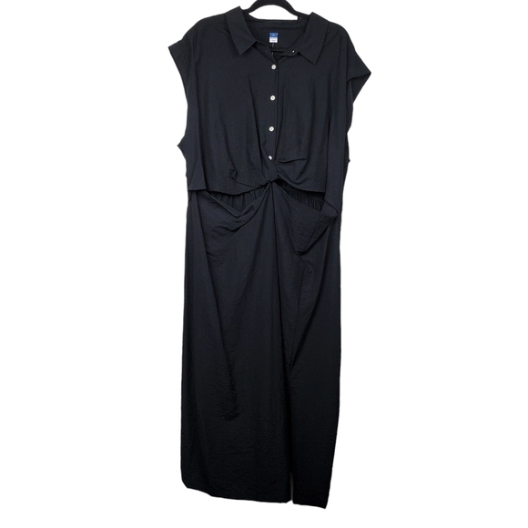 Old Navy Womens Short Sleeve Black Cutout Twist Front Shirt Dress Size 3X NWT - Picture 4 of 8